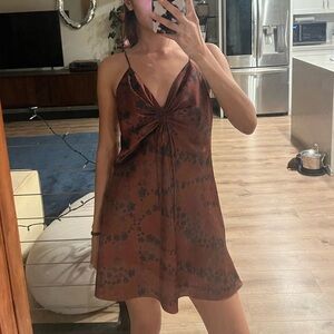 All Saints Burgandy Floral a line dress